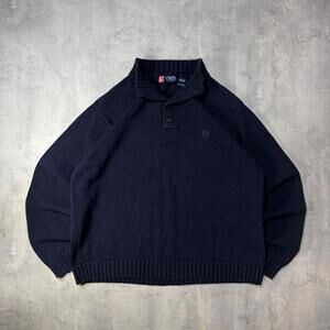 Y2K Navy Chaps Knit Quarter Zip Sweater